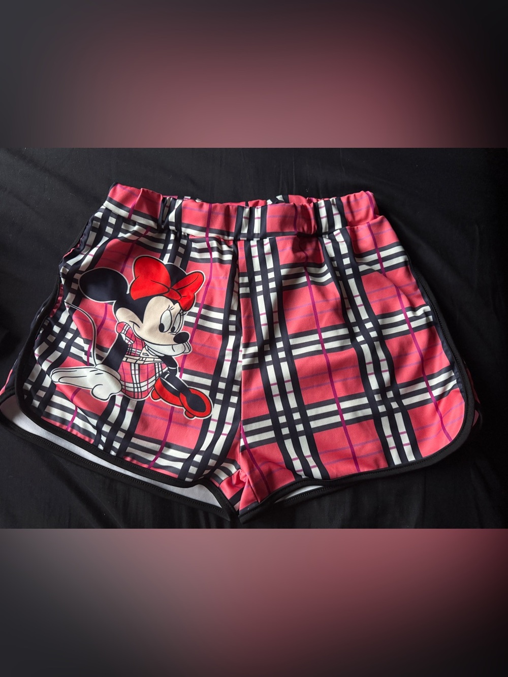Minnie Mouse Plaid Red Athletic Shorts